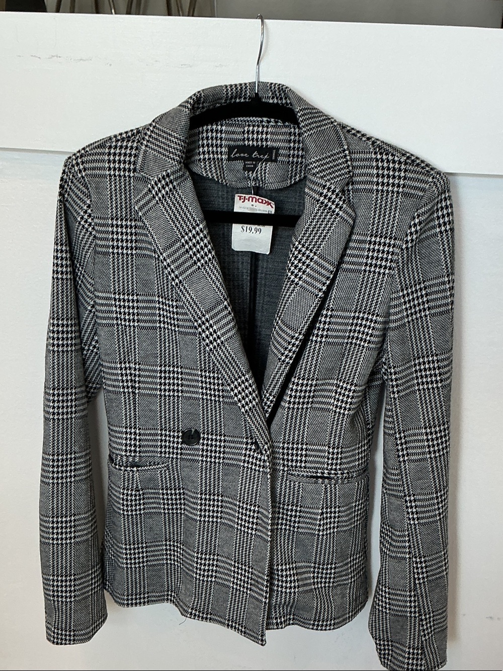 Love Tree Black and White Glen Plaid Blazer